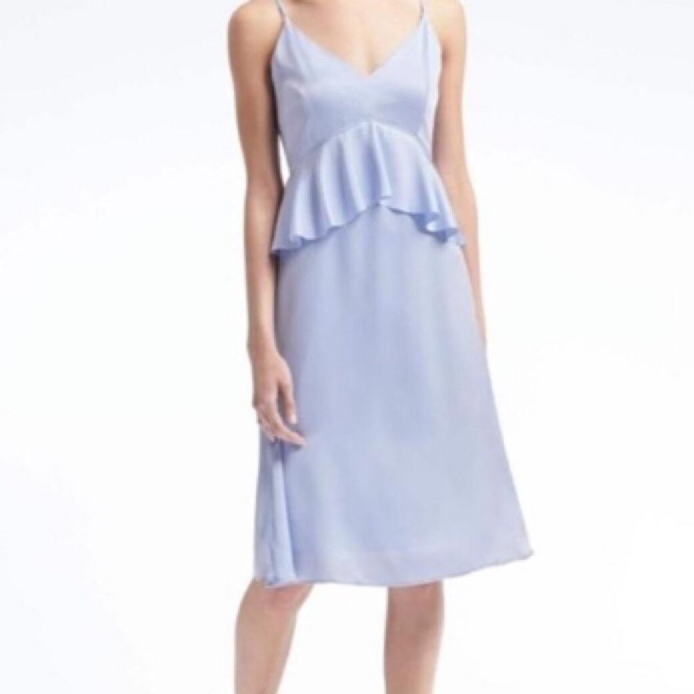 Banana Republic Sleveless Blue Peplum Midi Dress